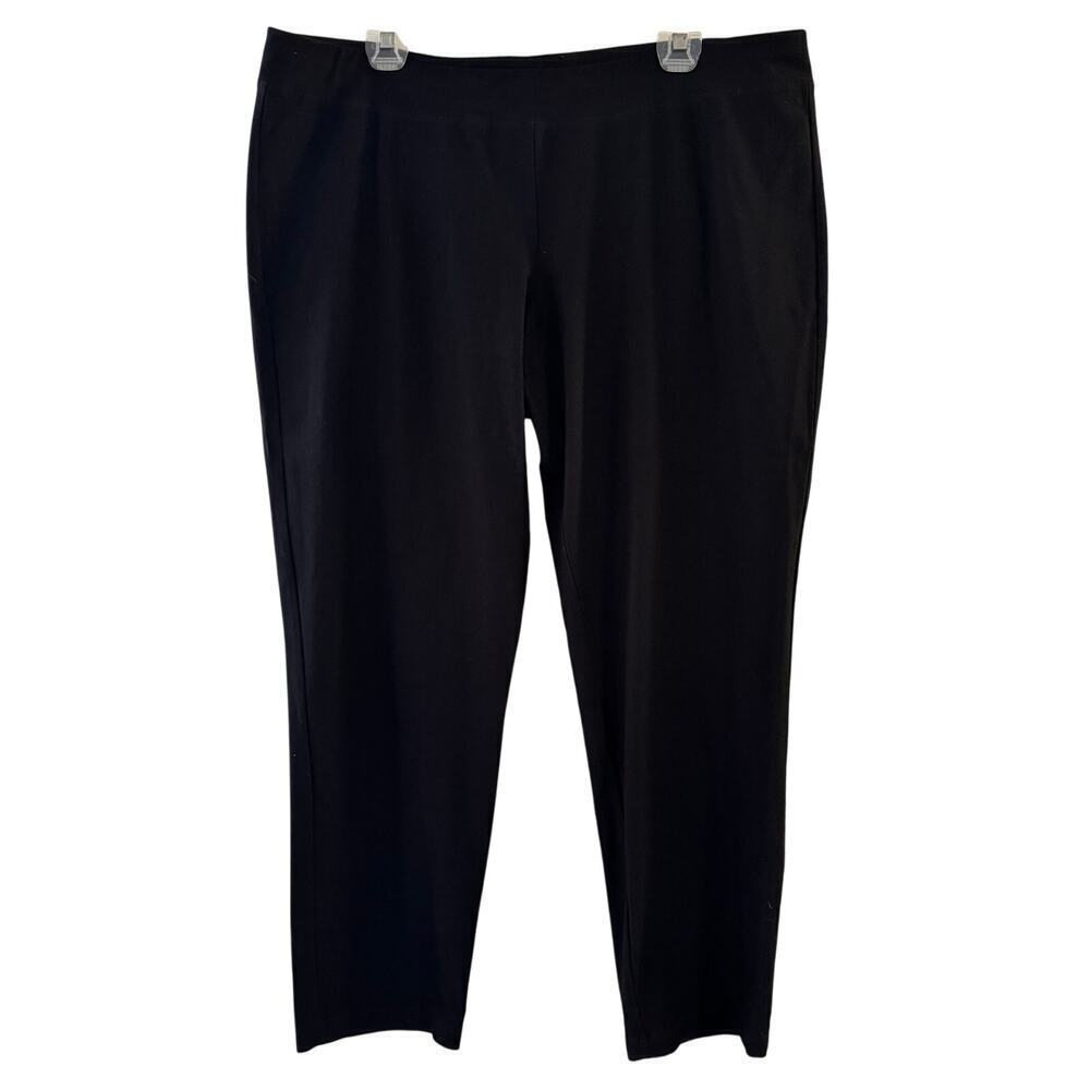 Eileen Fisher Pull On Black Stretch Black Ankle Pant Size XL Minimalist USA Made